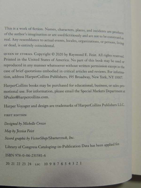 Queen of Storms - The Firemane Saga Book 2 - Raymond E Feist   HC   1st US Edition