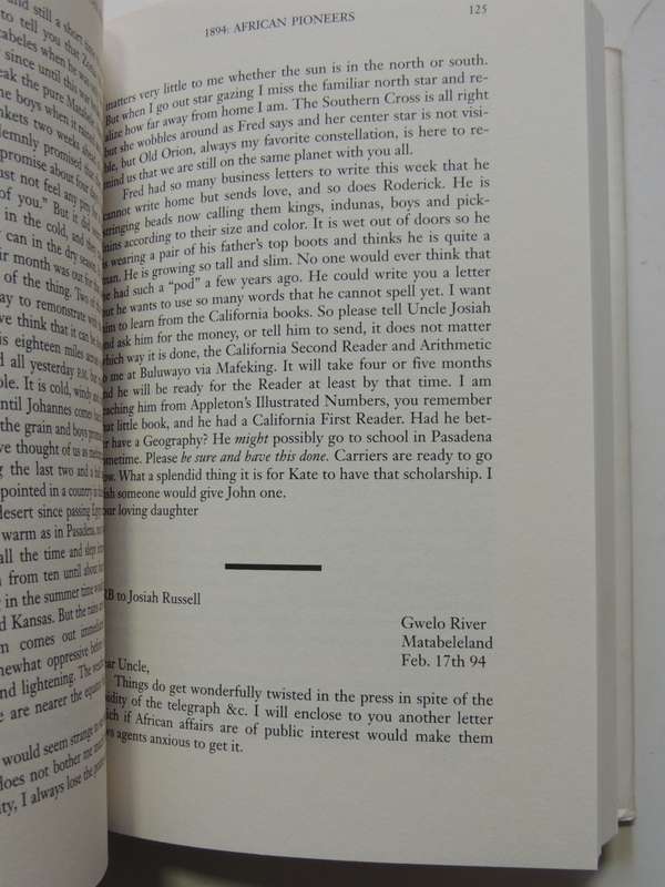 An American Family On The African Frontier,Burnham Family Letters, 1893-96 ed Mary &Richard Bradford