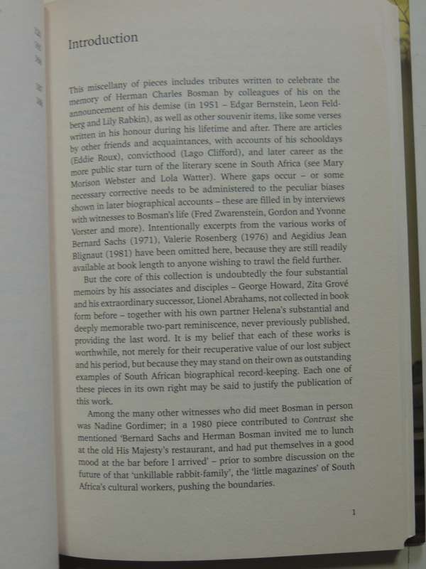 Remembering Bosman - Herman Charles Recollected - ed Stephen Gray