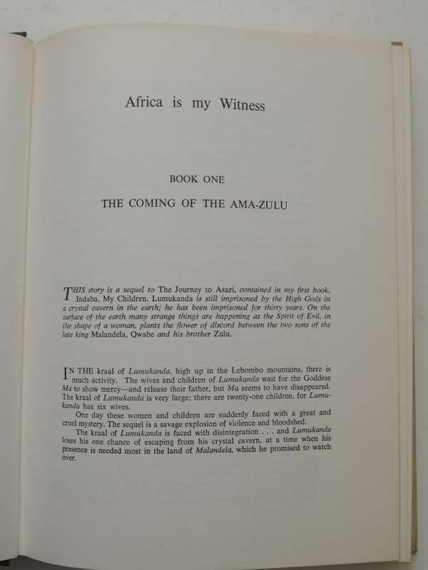 Africa is my Witness - Vusamazulu Credo Mutwa   (Sequal to INDABA, MY CHILDREN) 1966 1st Std Edition