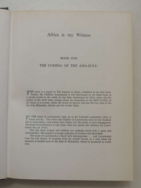 Africa is my Witness - Vusamazulu Credo Mutwa   (Sequal to INDABA, MY CHILDREN) 1966 1st Std Edition