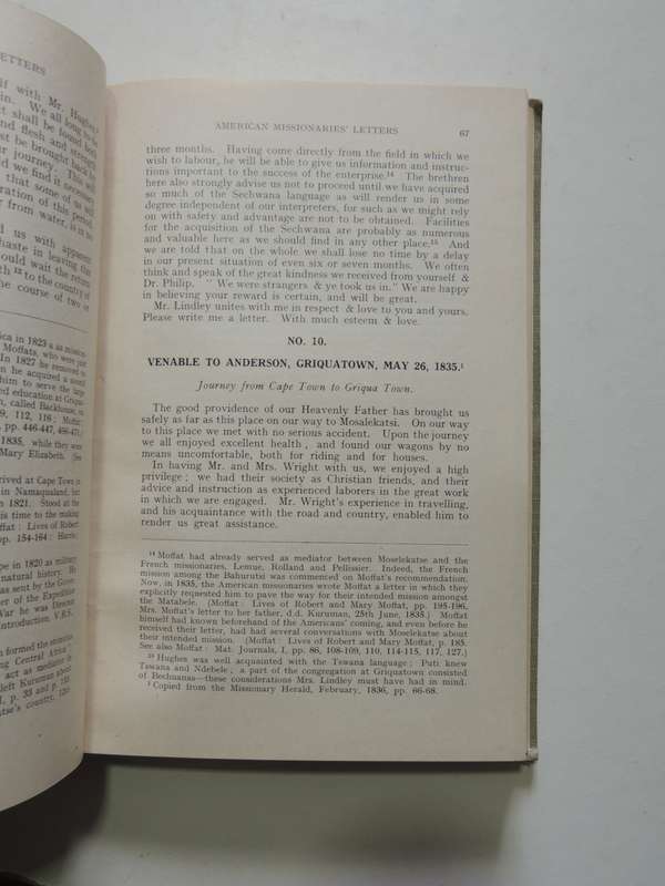 Letters Of The American Missionaries 1835-1838 - Series I No. 31 - D.J. Kotze