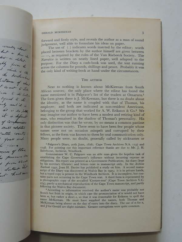 The Narrative And Journal Of Gerald McKiernan In South West Africa - VRS I No. 35- Dr. P. Serton