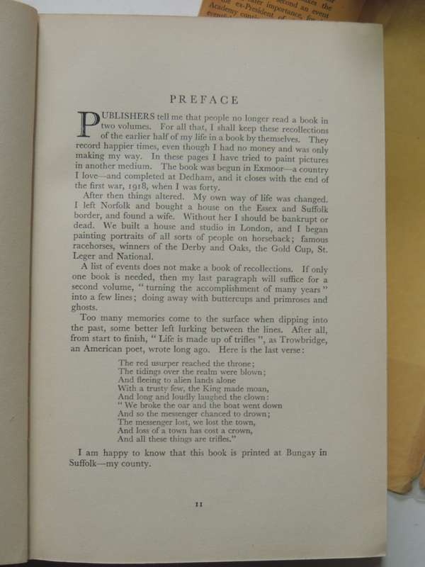 Sir Alfred Munnings 4 Vols, An Artists Life, The Second Burst,The Finish, Ballads & Poems Sir Alfred