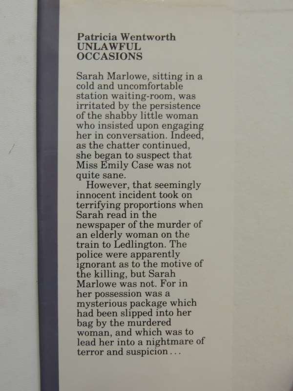 Unlawful Occasions - Patricia Wentworth 1991