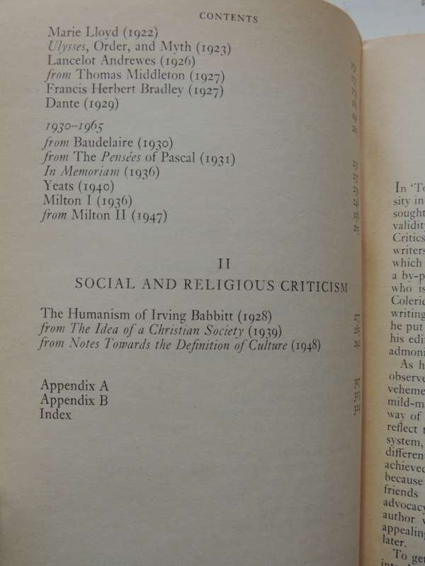 Selected Prose Of T.S. Eliot - ed Frank Kermode