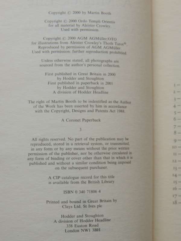 A Magick Life - A Biography Of Aleister Crowley - Martin Booth    SCARCE!!