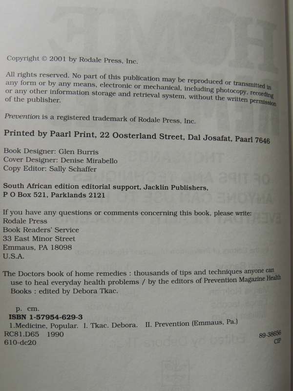 The Doctor's Book of Home Remedies- Prevention Magazine Health Books