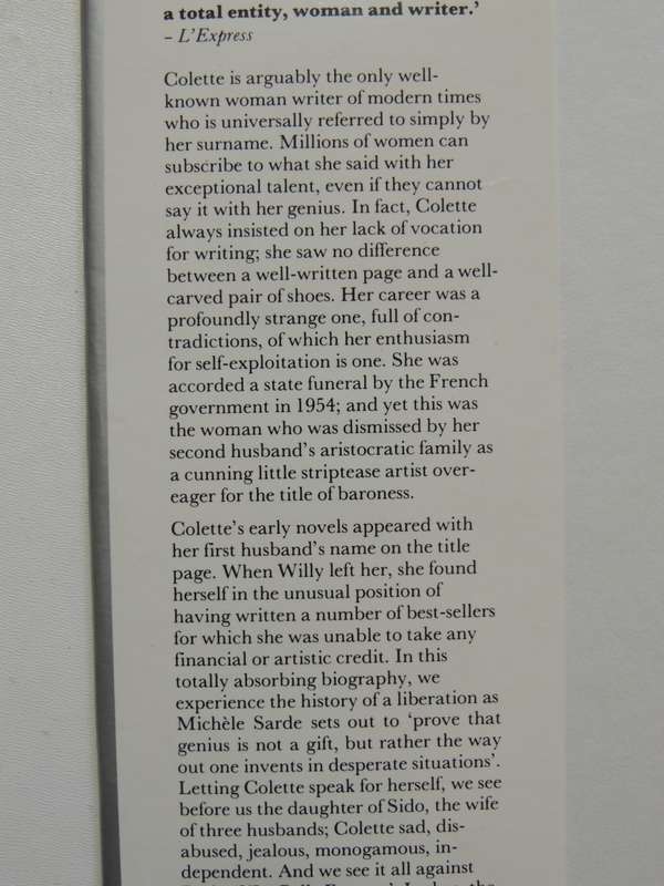 Colette : A Biography- Michele Sarde, Translated by Richard Miller