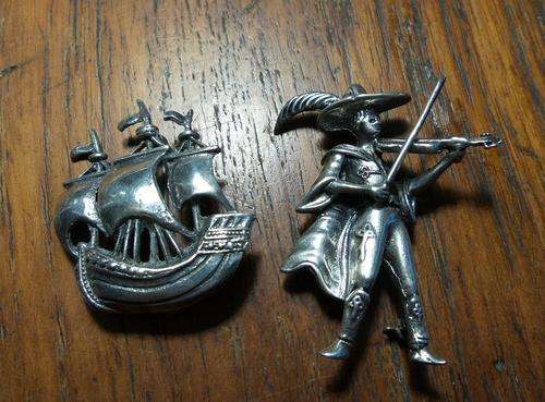 Silver plated brooches