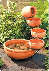 Solar Cascade Terracotta 4 Tier Fountain with battery (in stock)