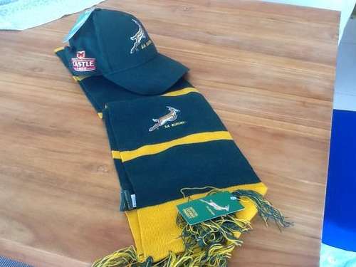 Brand new - Springbok/ Caslte Lager cap and scarf combo