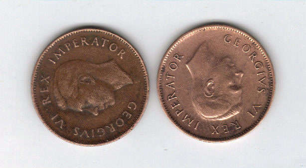 1942 , 45 SOUTH AFRICA OLD UNION FARTHINGS