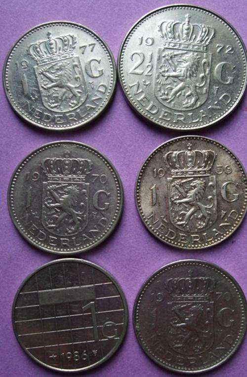 6 Netherland Gulden Coins
