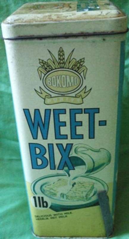 antique weet bix weetbix weet-bix tin 450g Bokomo 65 years story begun begin cereal breakfast storage kitchen collectable collector collection grain store metal old south africa atlantis product crazy Tuesday wacky wednesday snap friday special weekend bid buy now auction cheap low price bargain sale one only last  affordable 