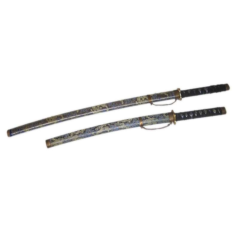 Decorative Ornamental Japanese Style Blunt Katana and Wakazashi Sword Set - Theatrical Props