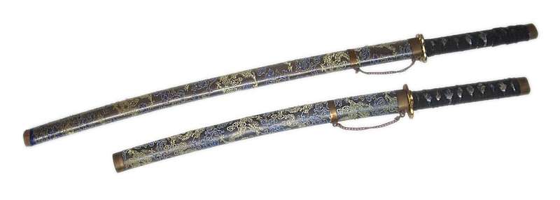 Hand Crafted Japanese Style Straight Edge Ninja Sword (95cm Long)   Information: Authentic Hand-Crafted Japanese Full Length Relic Blade of the Kuur-Ishiminari jugger jug juggernaut dota2 dota 2 defense of the ancient kuur kur ishi ishiminari item equipment real life steam valve blizzard Decorative Ornamental Japanese Style Blunt Katana and Wakazashi Sword Set - Theatrical Props   Information:      Decorative Ornamental Japanese Style Katana and Wakazashi Sword Set     Both Swords are Unsharpened and Have an Artificial Edge to Appear Sharp     The Guards are made of Plastic     Long Sword Length: 90cm Sheathed, 78cm Unsheathed     Short Sword Length: 70cm Sheathed, 68cm Unsheathed     Includes Real Metal Carrying Chains (To Fasten to Clothing or Mountings)     Fair Condition (Slight Signs of Rust, Wear, Minor Damage to Sheaths - Please Judge Photos)     The Swords and their Sheaths can be Refurbished, Sharpened, and Further Repaired     Ideal for Theater, Film, Design, Costume Parties, or other Similar Decorative Purposes