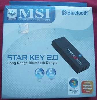 MSI Star Key 2.0 Long Range USB Bluetooth Dongle (100m Range and 3x Faster)   Information:      Genuine MSI Brand     Star Key 2.0 Long Range Bluetooth Dongle     Transmission Distance: 100m     3x Faster than Conventional Bluetooth USB Devices     Compatible with Bluetooth Stereo Headsets with A2DP Profile     Certified for Windows Vista     Connect up to 7 Bluetooth Devices     Link your Bluetooth Mouse, PDA, Printer, Cellphone, Bluetooth Headset, Notebook, etc.     Multi-Language Interface and Drive CD with Utility and User Manual     Can Operate on 79 Channels (2.4Ghz ~ 2.4835 Ghz)