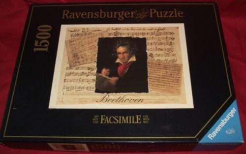 Ludwig van Beethoven Ravensburger 1500 pieces Puzzle  Includes Booklet reprint original newspaper page 84 x 60 cm portrait by Joseph Karl Stieler 1820 collection of sheet music Art and History Museum in Berlin facsimile series of puzzles black boxes only two composers are featured Beethoven and Schubert real challenge All pieces good condition facsimile Toys hobbies fun wow amazing unusual rare scarce antique old music notes well known history present gift birthday christmas composer writer music sheets man collect collection collector item bargain low price cheap closing soon bid buy now auction wacky wednesday crazy tuesday snap friday special weekend specials must have 