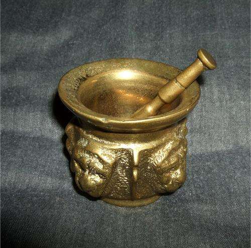 Stunning Small Decorative Solid Brass Vintage Mortar and Pestle