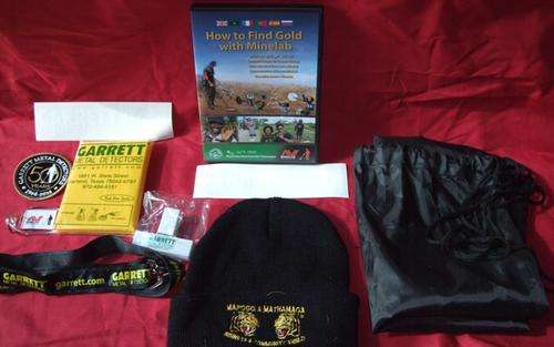 Metal Detectors detect detecting gadget gadgets bulk lot Collection Set Contains Stitch on Metal Detecting badge AV Minelab Keyring holder 50 years detecting sticker White Garrett Metal Detecting bag clip Garrett Metal Detectors Lanyard  Garrett Metal Detectors Pin Badge yellow re-useable foldable compact rain protect Poncho  Black Beenie DVD strat begin beginner started How to find Gold with Minelab drawstring black bag backpack or shoulder bag finds bid buy now must have collector collect collection whole sale bargain edition item low price cheap birthday promotion promotional birthday christmas valentines day gift present crazy tuesday wacky wednesday snap friday weekend special auction   