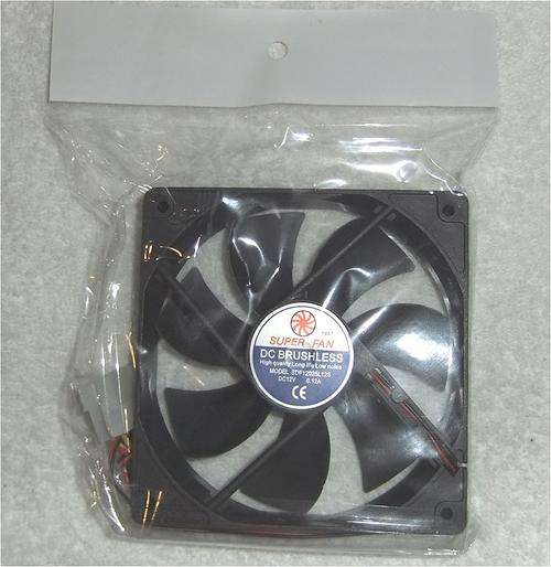 Black 120mm 7-Fin Brushless DC 12V 0.12A PC Case Chassis Fan with Dual Molex Power Connectors