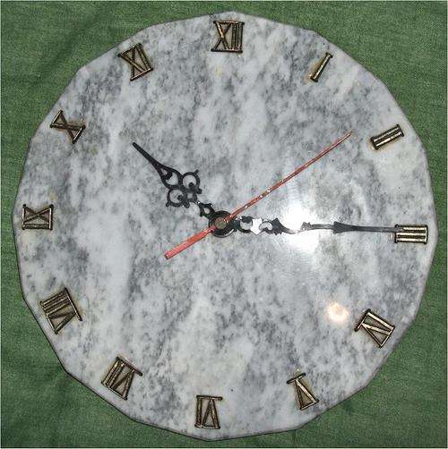 Unique Art Deco Marble Face Wall Clock with Roman Numerals (For Repairs or Refurbishing)
