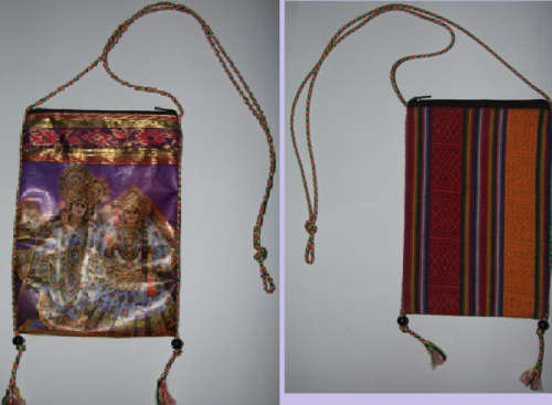 Decorative Hindu-print Tassel Shoulder bag with zip