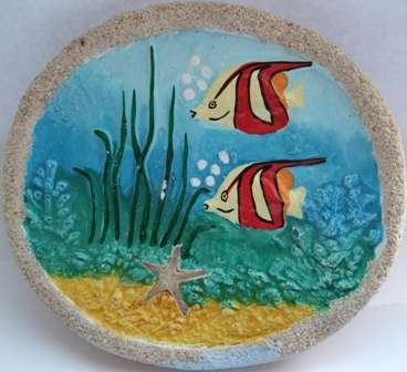 Beautiful sand medium small coated painted Ocean oval round Wall Hanging Plaster of paris imprint coated with   sand hand painted genuine starfish fish water bubbles sea water decor decoration home display gorgeous   stunning amazing antique one of a kind stock limited one only collect collector collection edition colourful   new striped sheashell underwater wow gift present birthday valentinesday christmas new year holiday mothersday   fathersday closing soon must have bid buy now crazy tuesday wacky wednesday snap friday weekend special   auction cheap low price bargain sale