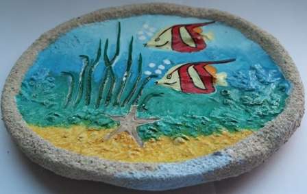 Beautiful sand medium small coated painted Ocean oval round Wall Hanging Plaster of paris imprint coated with   sand hand painted genuine starfish fish water bubbles sea water decor decoration home display gorgeous   stunning amazing antique one of a kind stock limited one only collect collector collection edition colourful   new striped sheashell underwater wow gift present birthday valentinesday christmas new year holiday mothersday   fathersday closing soon must have bid buy now crazy tuesday wacky wednesday snap friday weekend special   auction cheap low price bargain sale