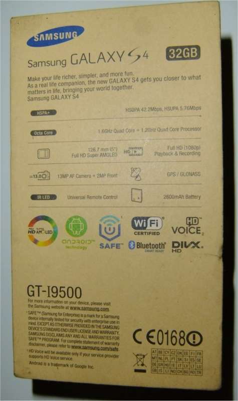 Samsung Galaxy S4 GT-i9500 32GB Smartphone with 2GB MicroSD Card and 2x Free Covers in Original Box