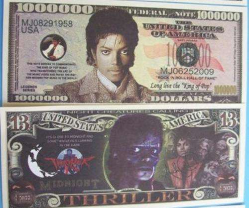 Michael Jackson Limited Edition 1 Million Dollar note & The 13 Thriller Note