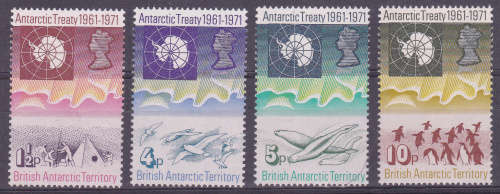 BRITISH ANTARTIC TERRITORY 1971, 23 June. 10th Anniv A/Treaty, set, MNH, +/-R1,220.00 view scans