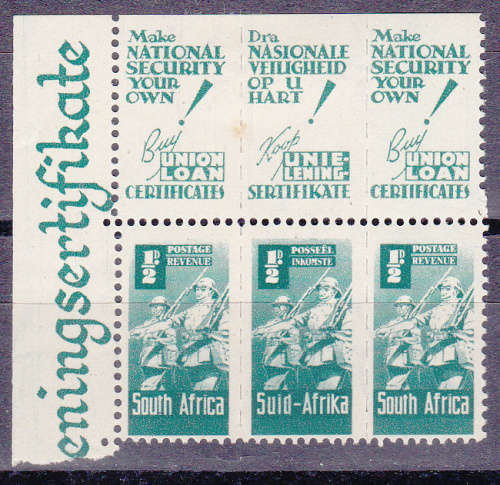 UNION OF SA, 1943. War 1/2d with variety, MH, CV R 550.00 View scans