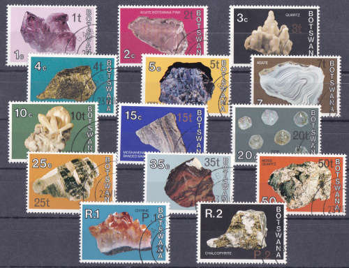BOTSWANA 1976, 23 Aug. BOTSWANA MINERALS SURCHARGED, set, CTO, CV+/- R ??, view scans.