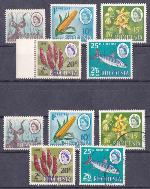 RHODESIA 1967 full sets, duel currency, two sets mint and used CV R844.00 view scans