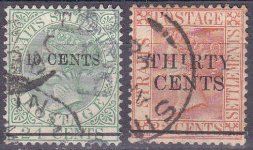 STRAITS SETTLEMENTS 1891, Nov Surcharged set of two. CV+/- R 102.00, view scans