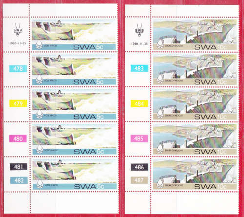 SWA 1980, 25 Nov. Water Conservation Dams, set controls, MNH, CV R 50.00 view scans