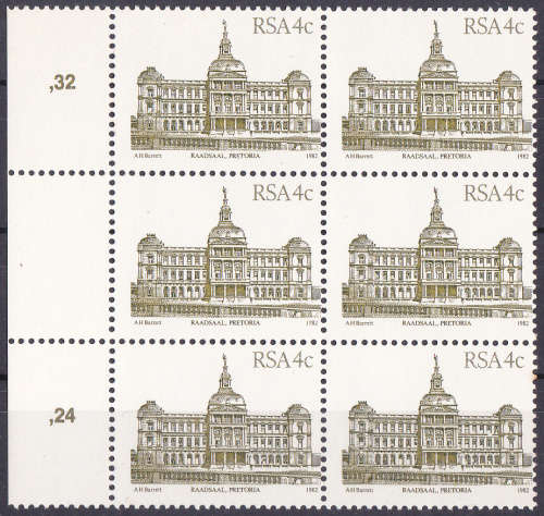RSA 1982. 15 July. 4th DEFINITIVE ISSUE, SA ARCHITECTURE, 4c. CV R  ???.00 view scans