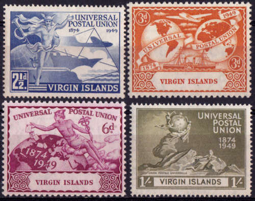 VIRGIN ISLANDS 1949, 10 Oct. 75th Anniv of the U.P.U., mint set of 4. CV R  45.00 view scans