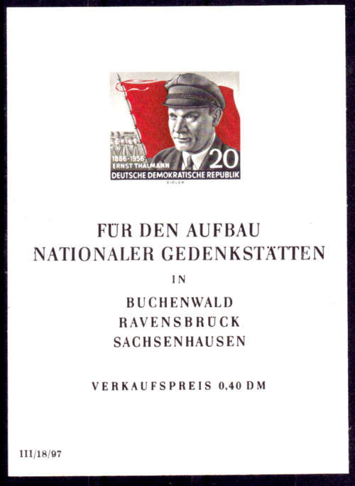 GERMANY DDR 1956 16 Apr 70th Anniv of the Birth of Ernst Thalmann minisheet CV +-R190.00 view scans