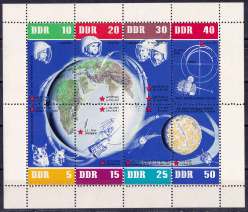 GERMANY DDR 1962 28 Dec. 5th ANNIV RUSSIAN SPACE TRAVELLING, block, MNH, CV +/-R 720.00 view scans