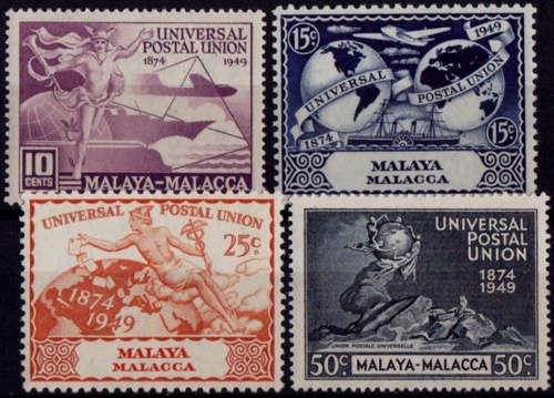 MALAYA-MALACCA, 1949, 10 Oct. 75th Anniv of U.P.U., set, mint. CV +/-R 58.00 view scans