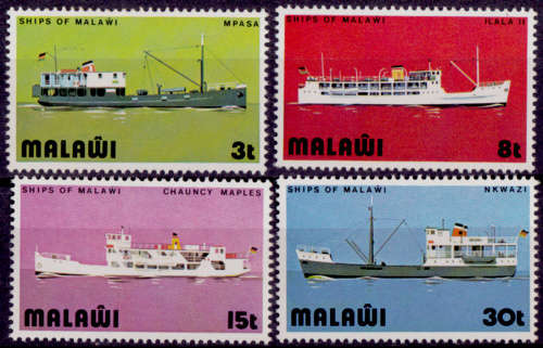 MALAWI 1975, 12 March. SHIPS of MALAWI, set, MNH, CV +/-R 48.00 view scans