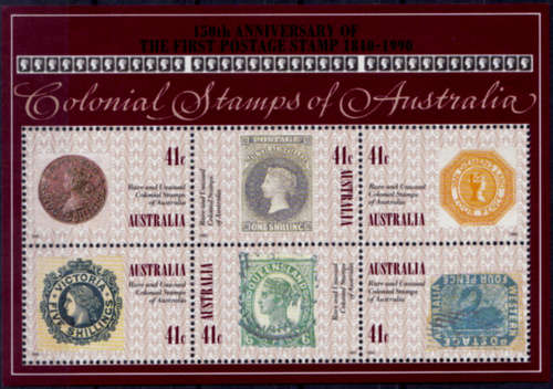 AUSTRALIA 1990, 1 May. COLONIAL STAMPS of AUSTRALIA, minisheet, MH, CV +/-R 80.00 view scans