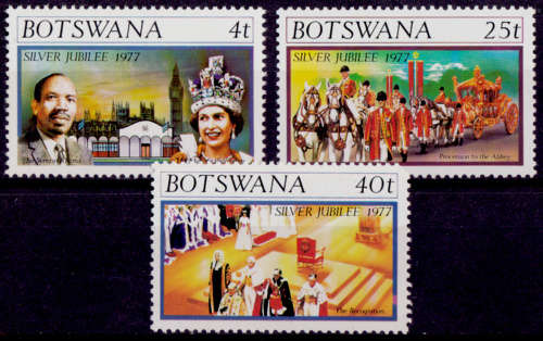 BOTSWANA 1977, 7 Feb. 25th ANNIV REIGN of QEII, set, MH, CV +/-R 20.00 view scans
