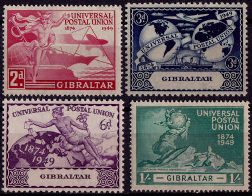 GIBRALTAR 1949, 10 Oct. 75th Anniversary of UPU, set, mint, CV +-R 158.00 view scans