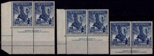AUSTRALIA 1947, 10 Sept.150th Anniv Newcastle, Imprint pairs, MH, CV +/- R ??? view scans