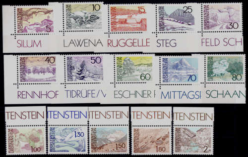 LICHTENSTEIN 1972 - 1973, LANDSCAPES, set, MNH, CV +/-R 220.00 view scans