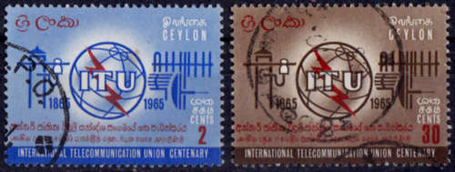 CEYLON 1965, 17 June. 100th ANNIV of ITU, set, UNH, CV +/-R 24.00 view scans